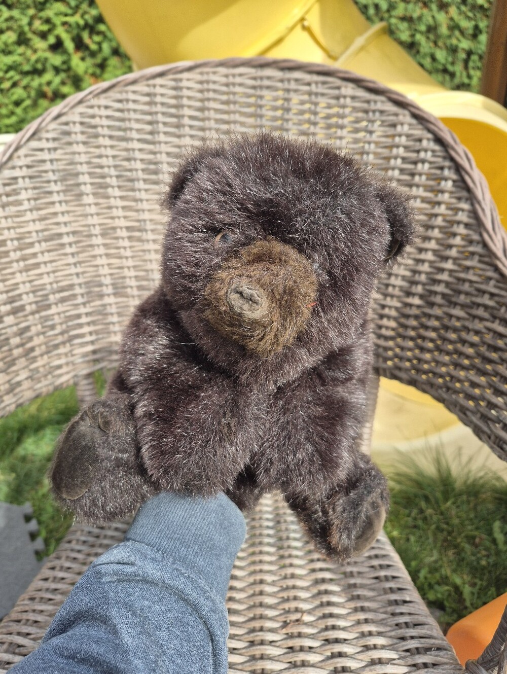 Vintage Folkmanis Furry Folk Baby Black Bear Grizzly Hand Puppet Made in USA